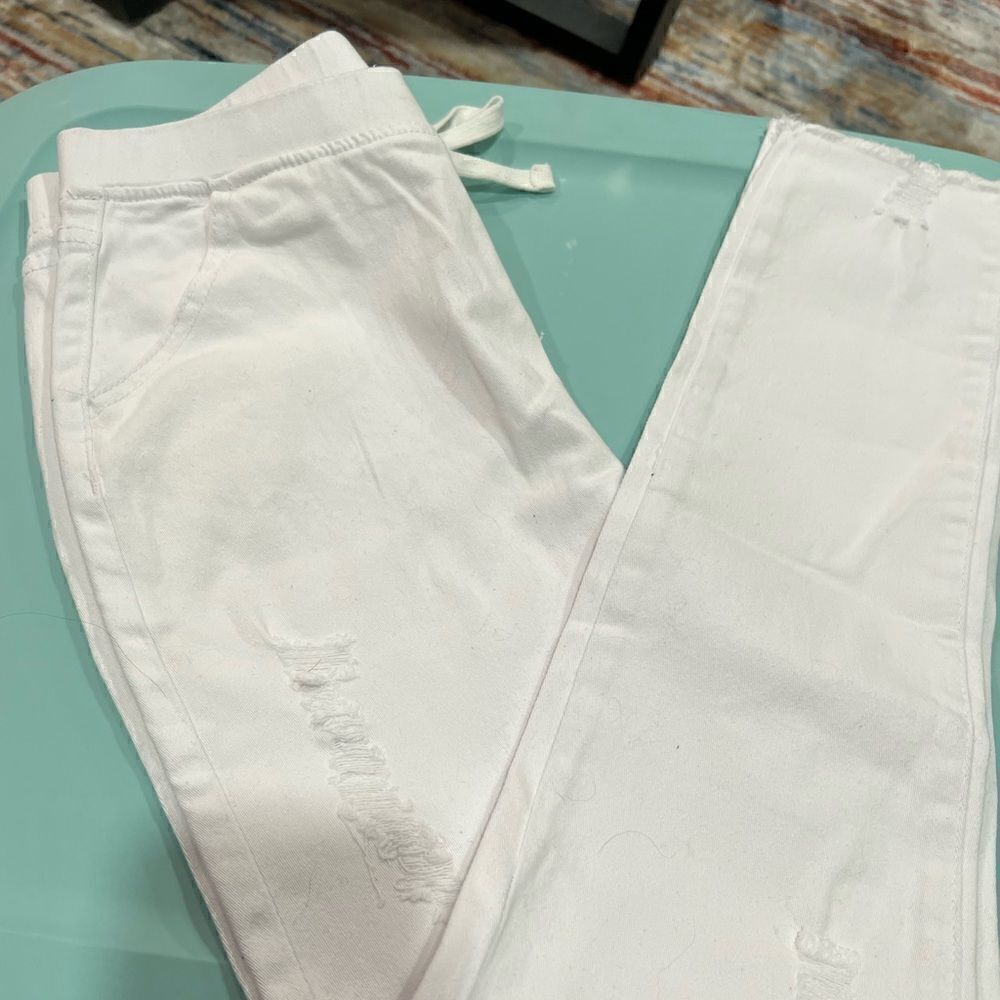 Girl’s stretch drawstring distressed pants - Picture 3 of 6